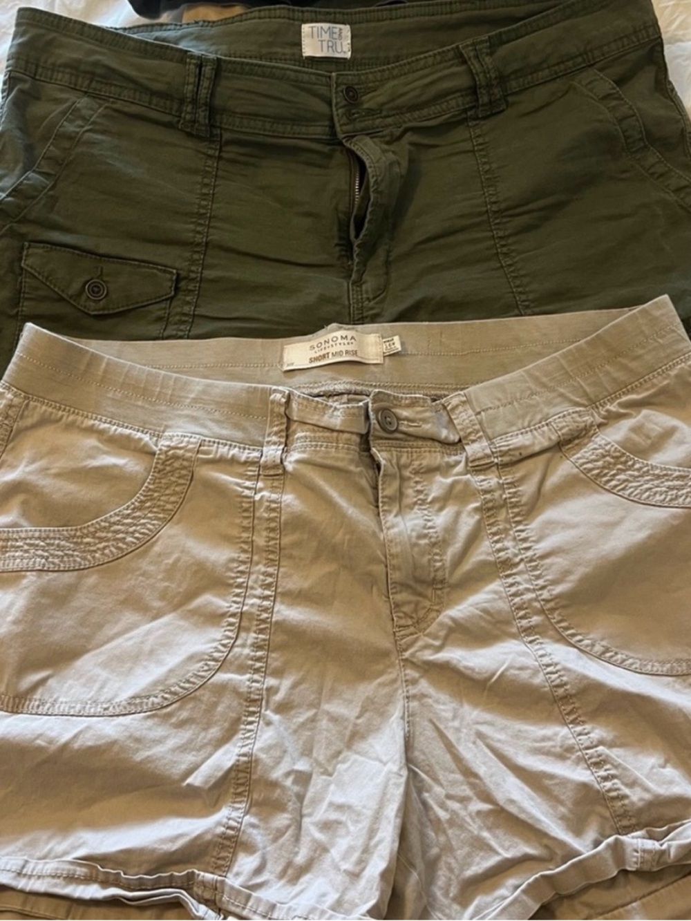 Shorts Bundle -Time and Tru Olive Green Shorts + Sonoma Tan Shorts